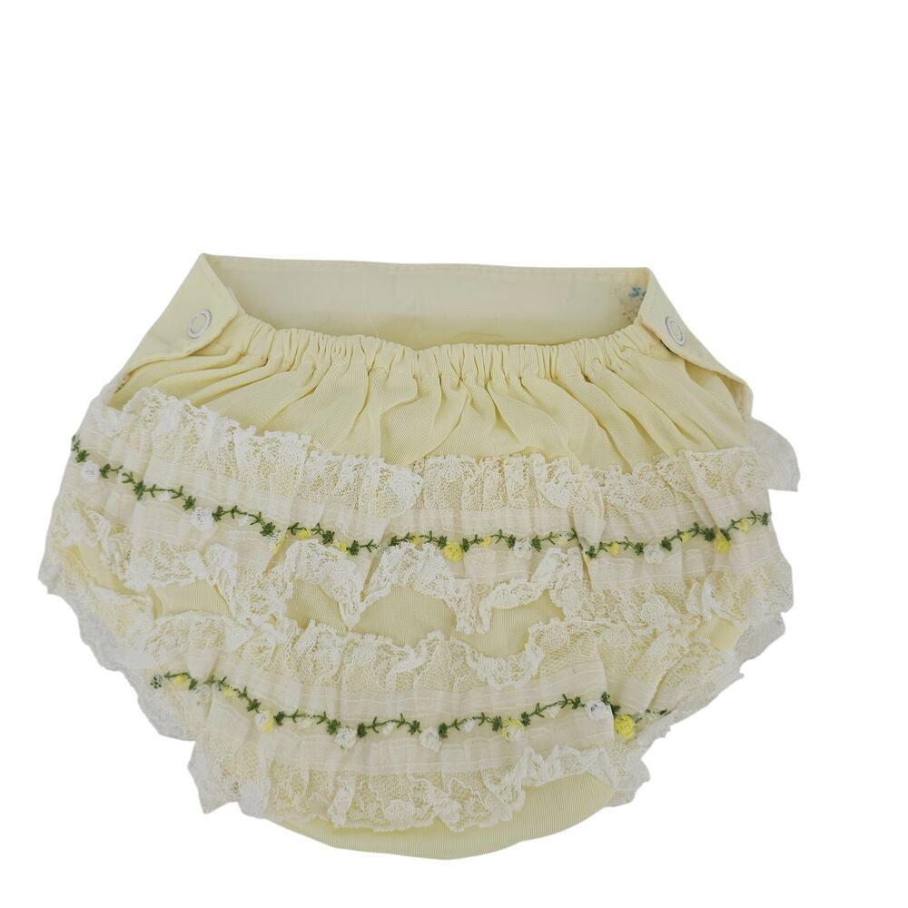 Vintage Handi-panti Alexis Yellow ruffle lace diaper cover bloomer snap 13-18 lb